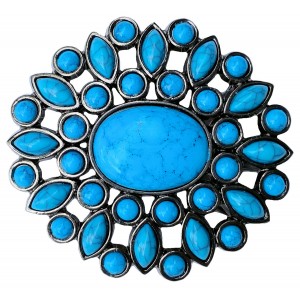 Belt Buckle - Turquoise Flower Belt Buckle - Turquoise Flower