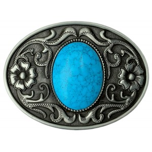 Belt Buckle - Blue Centre Stone