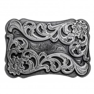 Belt Buckle -  Floral Western Scroll