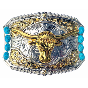 Belt Buckle - Steer Turquoise Stone Belt Buckle - Steer Turquoise Stone