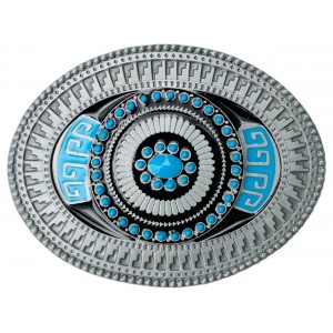 Belt Buckle - Aztec Oval Turquoise