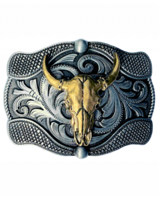 Belt Buckle - Western Shorthorn Skull