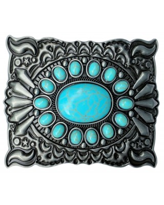 Belt Buckle - Turquoise Imitation Stone