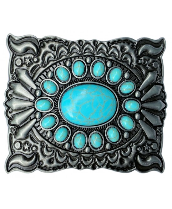 Belt Buckle - Turquoise Imitation Stone