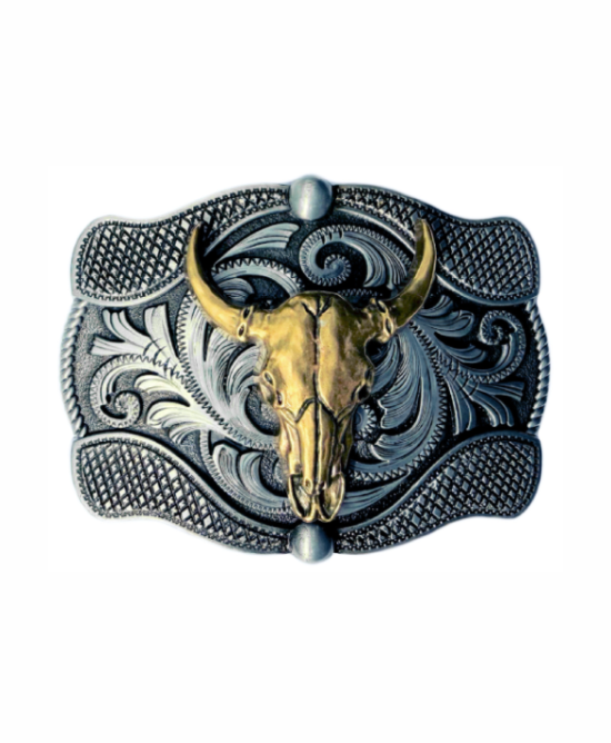 Belt Buckle - Western Shorthorn Skull
