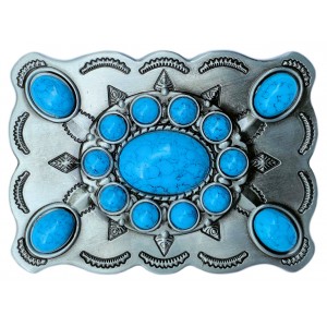 Belt Buckle - Turquoise Imitation Stone