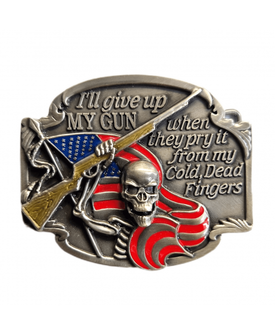 Belt Buckle - Skull Holding Gun Belt Buckle - Skull Holding Gun