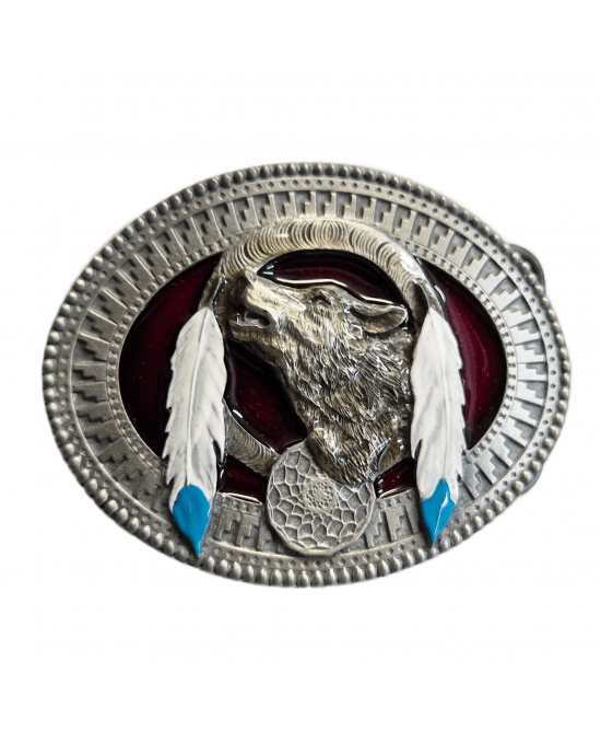 Belt Buckle -  Wolf Feathers Dreamcatcher 