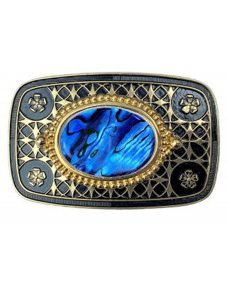 Belt Buckle - Blue Shell Gold
