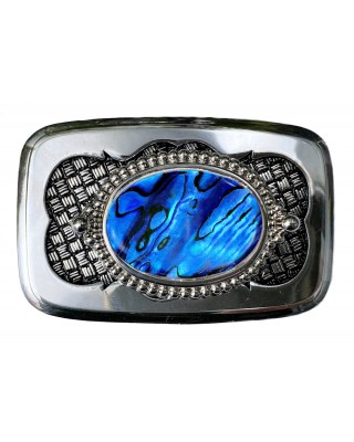 Belt Buckle - Blue Shell Silver