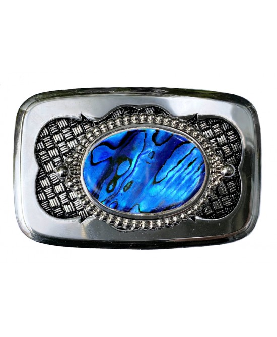 Belt Buckle - Blue Shell Silver