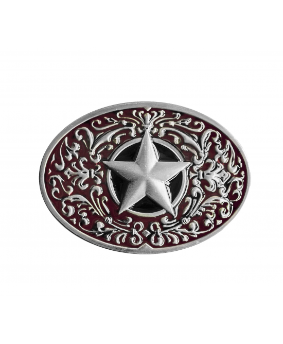 Belt Buckle - Texas Star Burgundy Belt Buckle - Texas Star Burgundy