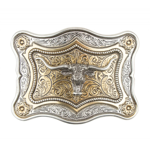 Belt Buckle - Steer Head Gold Silver Belt Buckle - Steer Head Gold Silver