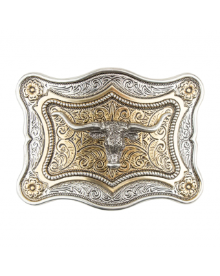 Belt Buckle - Steer Head Gold Silver