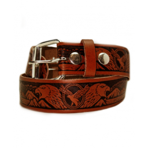 Leather Belt - Eagles Dark Brown Leather Belt - Eagles Dark Brown