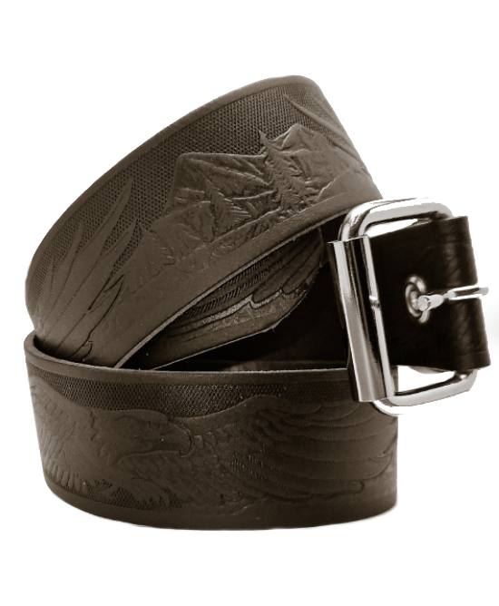 Leather Belt - Flying Eagle Black