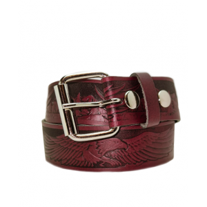 Leather Belt - Flying Eagle Burgundy