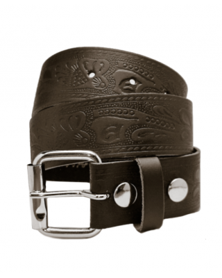 Leather Belt - Scroll Black