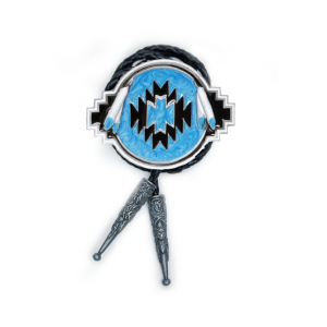 Bolo Tie - Aztec Blue Silver