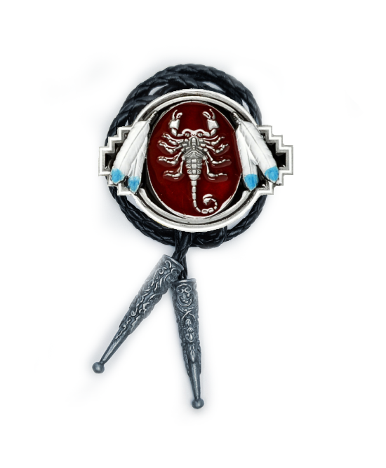 Bolo Tie - Scorpion Silver Feather