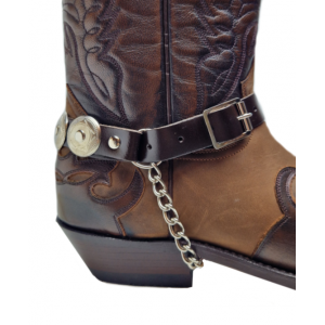 Boot Straps - Concho Brown Leather