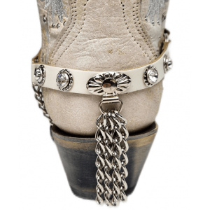 Boot Straps - Crystal Cream with Chains