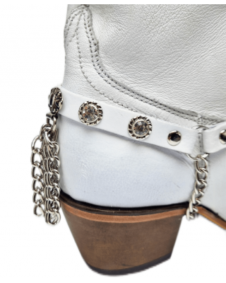 Boot Straps - Crystal White with Chains