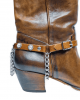 Boot Straps - Crystal Distressed Tan with Chains