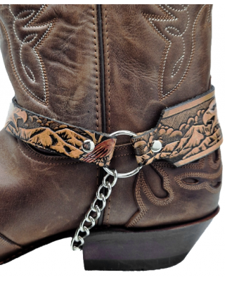 Boot Straps -  Big White Eagle Brown Leather