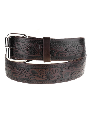 Leather Belt - Scroll Heat Brown
