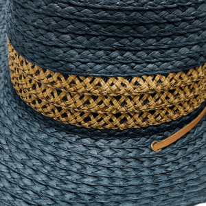 Straw Western Hat in Black with Chin Strap