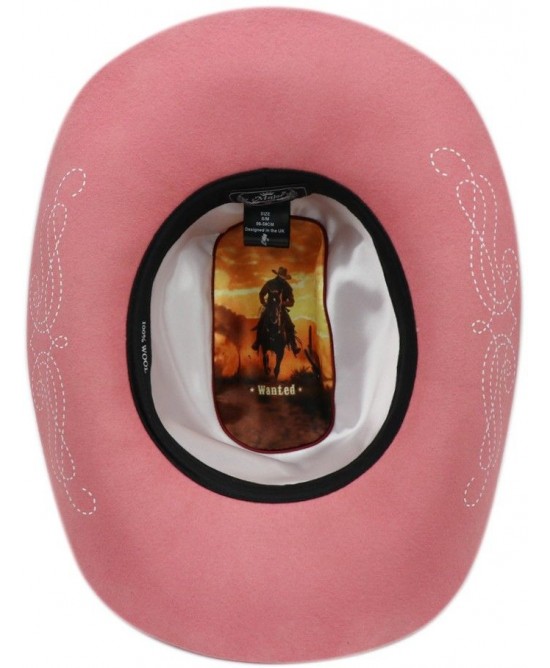 Wool Felt Buckle Hat Band Western Pink Hat