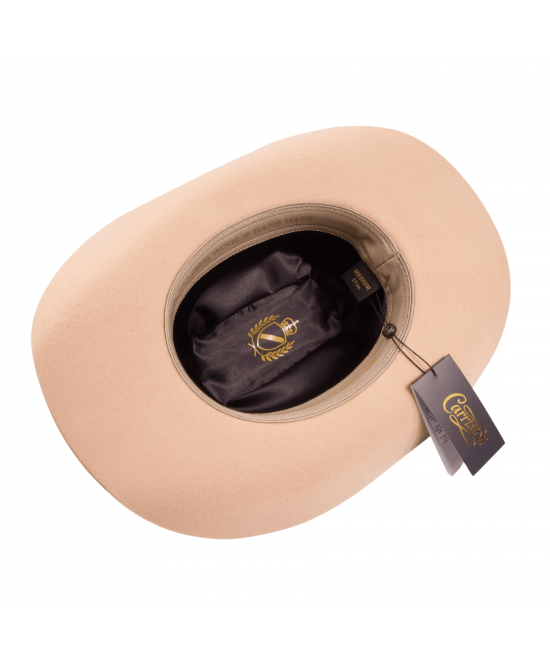 Wool Felt Western Tan Hat - Cognac Hatband Wool Felt Western Tan Hat - Cognac Hatband