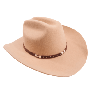 Wool Felt Western Tan Hat - Cognac Hatband