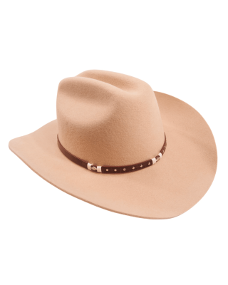 Wool Felt Western Tan Hat - Cognac Hatband