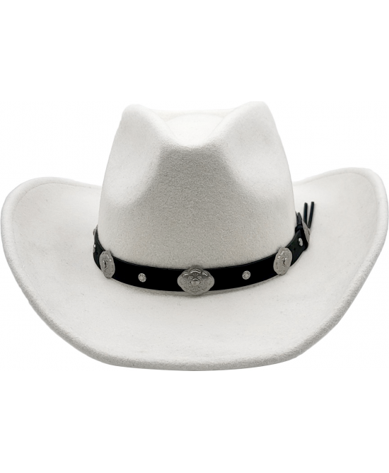 Wool Felt Western White Concho Hat