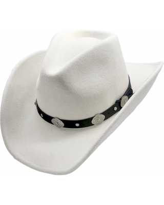 Wool Felt Western White Concho Hat