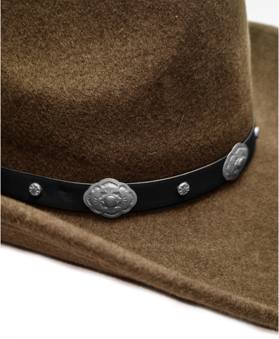 Wool Felt Western Brown Concho Hat
