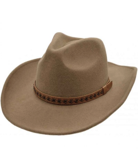 Wool Felt Western Hat - Camel Brown - Crushable