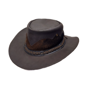 Leather Cowhide Western Hat - Brown Leather Cowhide Western Hat - Brown