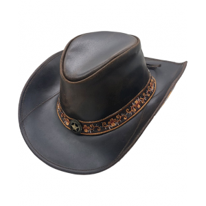 Leather Western Hat - Flowers