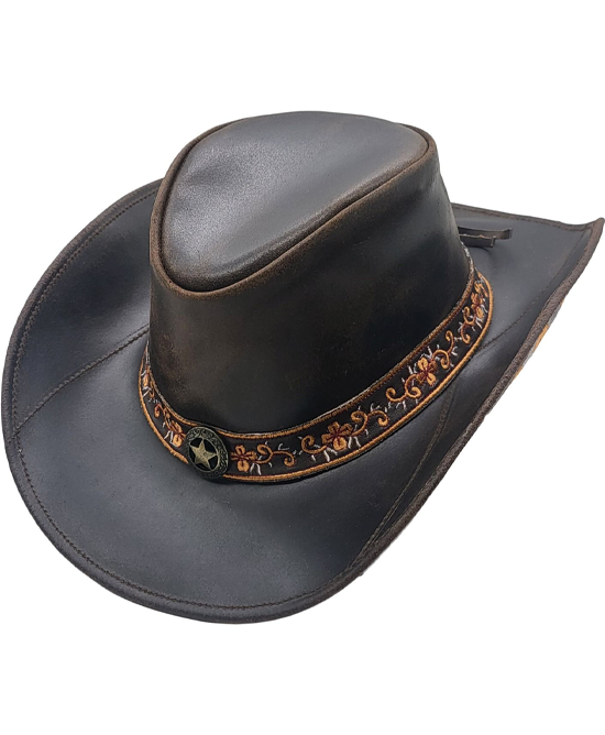 Leather Western Hat - Flowers Leather Western Hat - Flowers