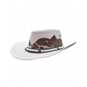 Leather Cowhide Western Hat - White