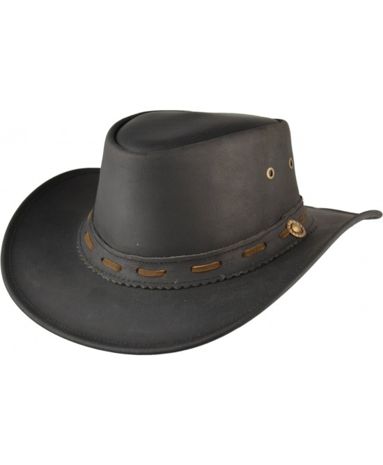 Leather Western Hat - Australian Black