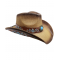 Straw Western Hat Brown with Turquoise Stone