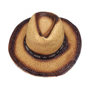 Straw Western Hat Brown Hatband