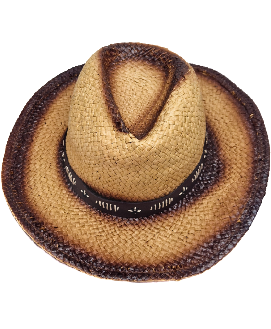 Straw Western Hat Brown Hatband