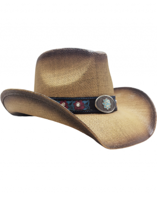 Straw Western Flower Concho