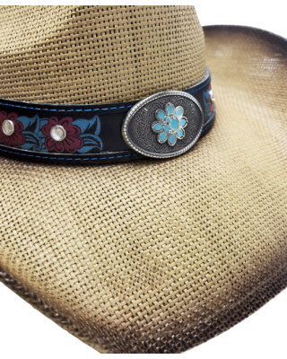 Straw Western Flower Concho