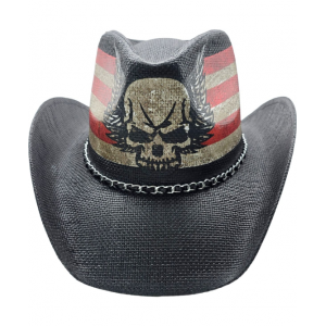 Straw Western Skull US Flag Straw Western Skull US Flag